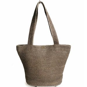 Eric Javits New York Squishee Tote Bag Black Tan Damaged Read